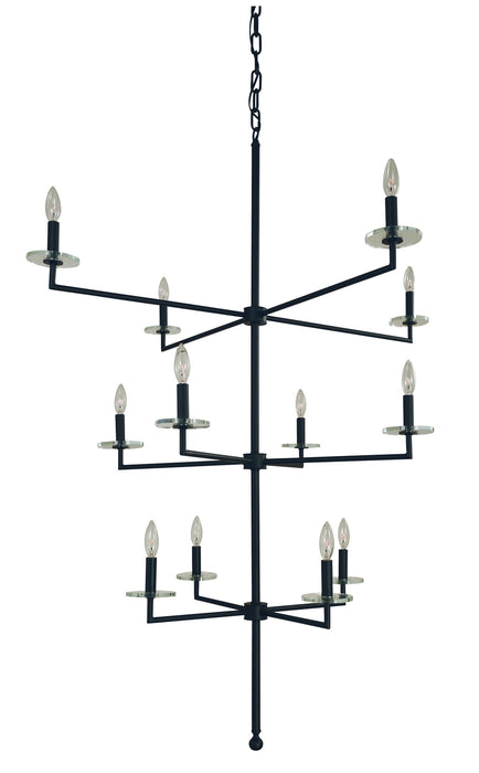 Framburg 5452 MBLACK Muse 12 Light Foyer Chandelier, Matte Black Main Image.jpg