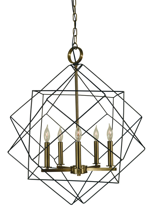 Framburg 4705 MB/AB Etoile Five Light Chandelier, Mahogany Bronze with Antique Brass Main Image.jpg