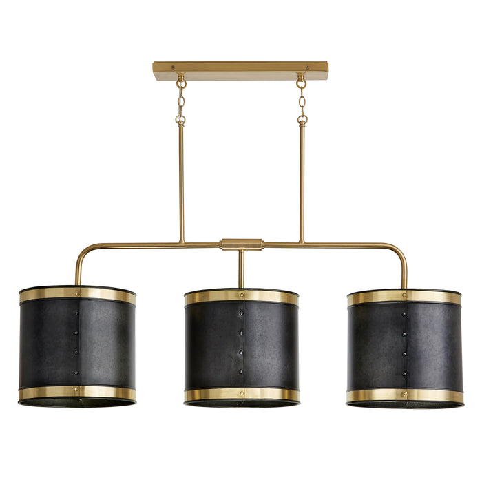 Capital Lighting 835631GB Barrow Three Light Island Pendant, Galvanized Black and True Brass Main Image.jpg