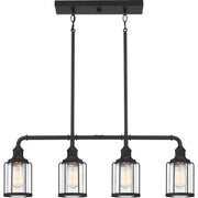 Quoizel LUD434EK Ludlow Four Light Linear Chandelier, Earth Black Main Image.jpg