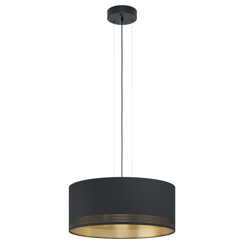 EGLO 99274A Esteperra Esteperra - Three Light Pendant Black finish, Black Exterior and Gold Interior Shade Main Image.jpg