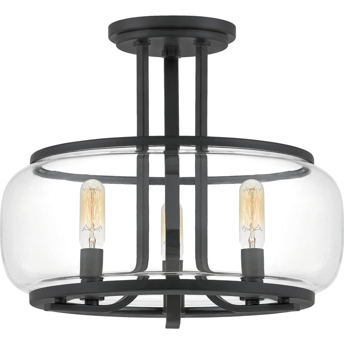 Quoizel PRUC1714MBK Pruitt Three Light Semi Flush Mount, Matte Black Main Image.jpg