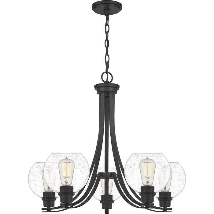 Quoizel PRUS5026MBK Pruitt Five Light Chandelier, Matte Black Main Image.jpg