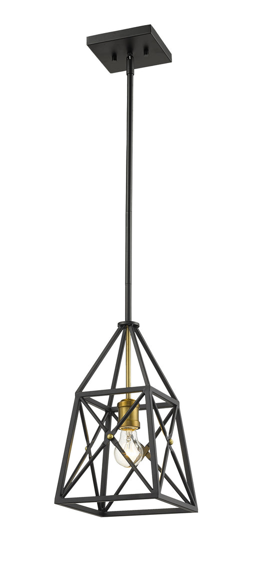 Z-Lite 447MP-MB-OBR Trestle One Light Mini Pendant, Matte Black / Olde Brass Main Image.jpg