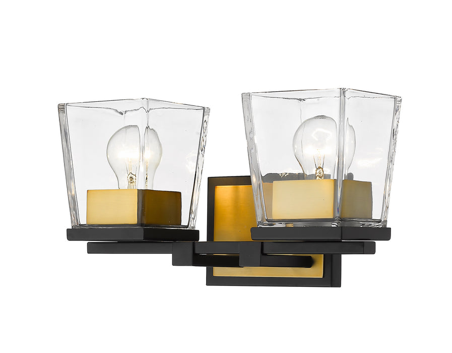 Z-Lite 475-2V-MB-OBR Bleeker Street Two Light Vanity, Matte Black / Olde Brass Main Image.jpg