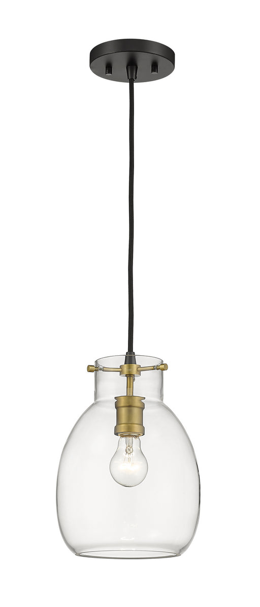 Z-Lite 476MP-MB-OBR Bella One Light Mini Pendant, Matte Black / Olde Brass Main Image.jpg