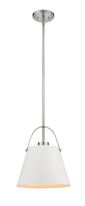 Z-Lite 726P-MW+BN Z-Studio One Light Pendant, Matte White / Brushed Nickel Main Image.jpg