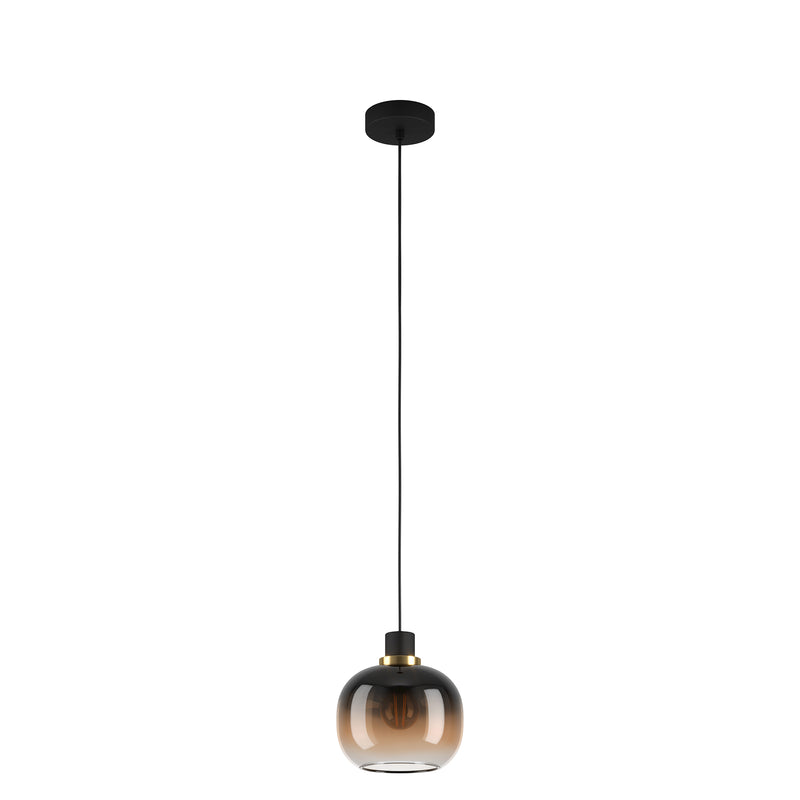EGLO 99614A OILELLA 1 LT Pendant Structured Black Finish w/ Vaporized Amber Glass Shade, 1-40W E26 Bulb Main Image.jpg