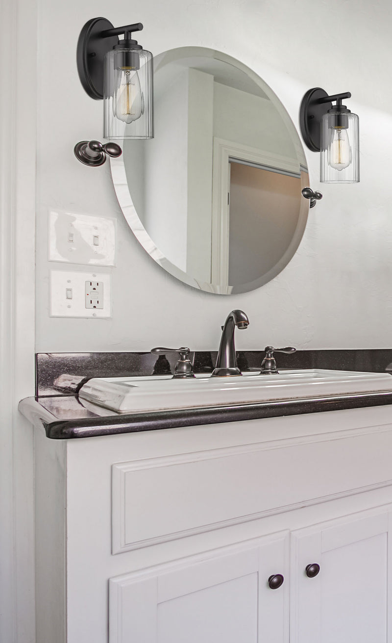 Innovations Lighting 353-1W-BK-CL-LED Ice 1 Light Bath Vanity Light, Matte Black Alternate Image 2.jpg