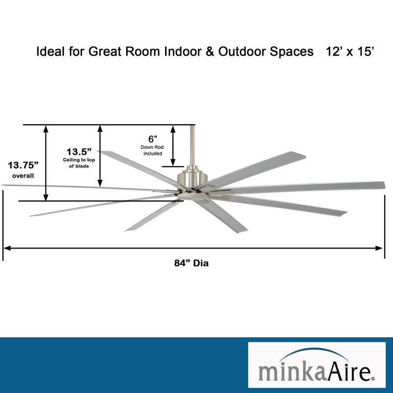 Minka-Aire F896-84-BNW Xtreme H2O 84" Outdoor Ceiling Fan, Brushed Nickel Wet Alternate Image 2.jpg