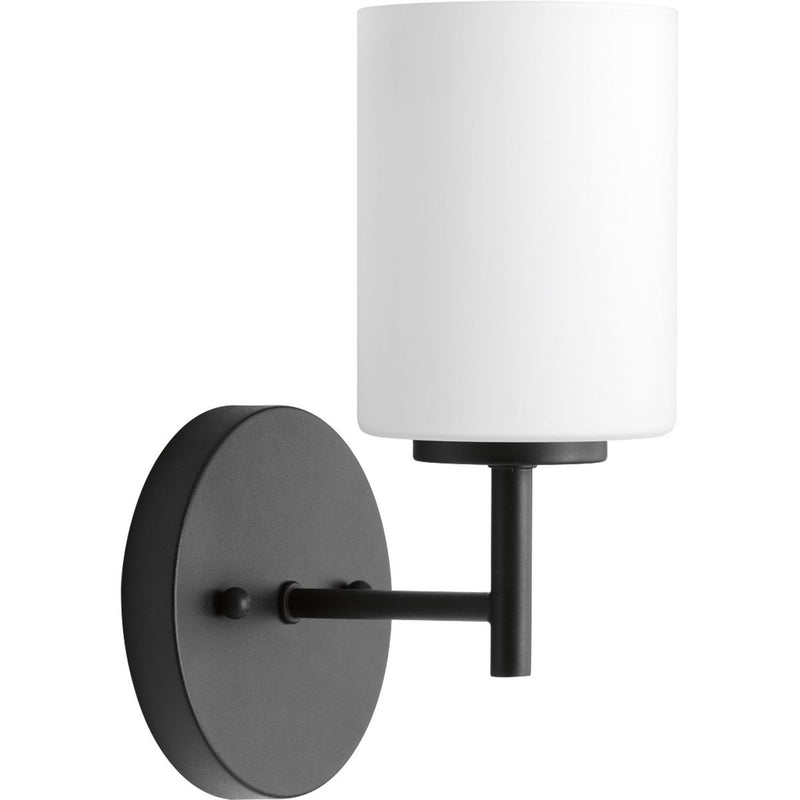 Progress P2131-31 Replay Collection One-Light Textured Black Etched White Glass Glass Modern Bath Vanity Light Main Image.jpg