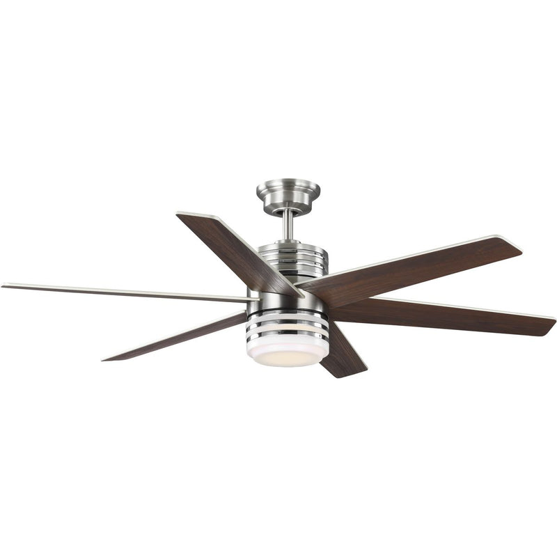 Progress P250074-009-30 Carrollwood Collection 56-Inch Six-Blade American Walnut/Silver DC Motor Contemporary Ceiling Fan Main Image.jpg