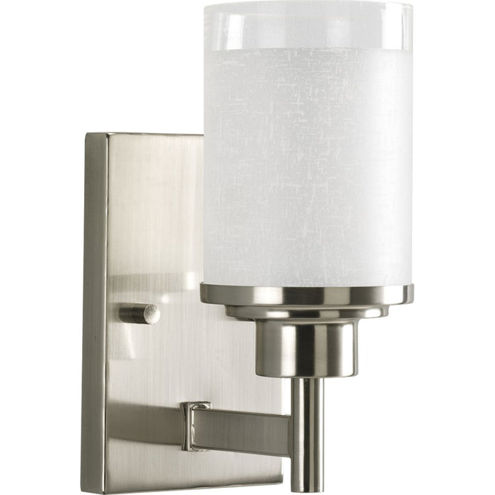 Progress P2959-09 Alexa Collection One-Light Brushed Nickel Etched Linen With Clear Edge Glass Modern Bath Vanity Light Main Image.jpg