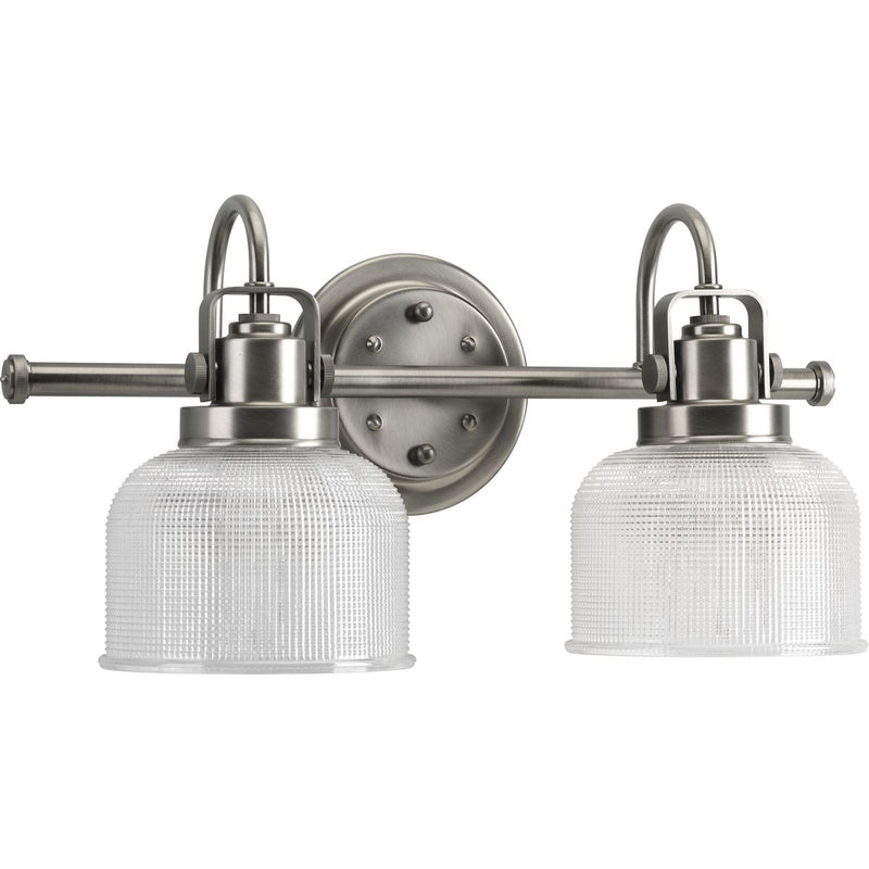 Progress P2991-81 Archie Collection Two-Light Antique Nickel Clear Double Prismatic Glass Coastal Bath Vanity Light Main Image.jpg