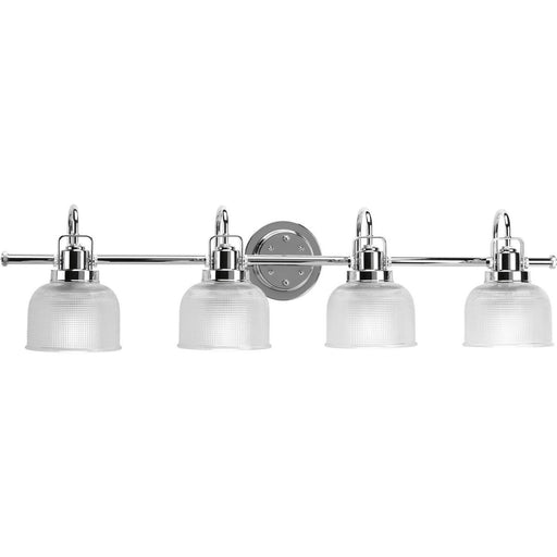 Progress P2997-15 Archie Collection Four-Light Polished Chrome Clear Double Prismatic Glass Coastal Bath Vanity Light Main Image.jpg