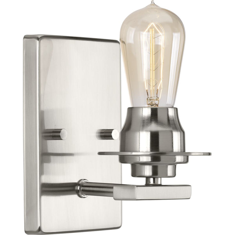 Progress P300008-009 Debut Collection One-Light Brushed Nickel Farmhouse Bath Vanity Light Main Image.jpg