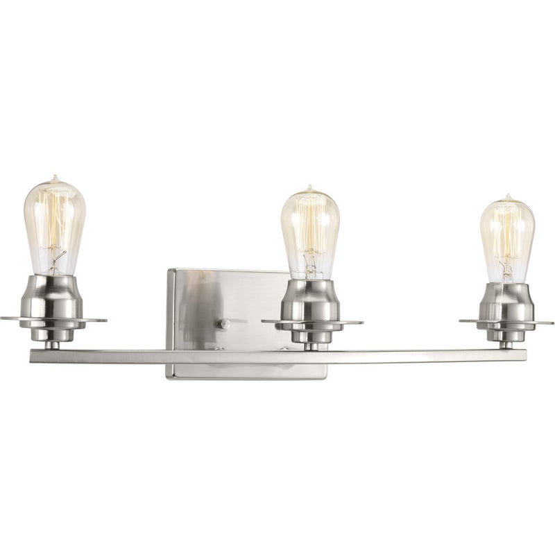Progress P300010-009 Debut Collection Three-Light Brushed Nickel Farmhouse Bath Vanity Light Main Image.jpg