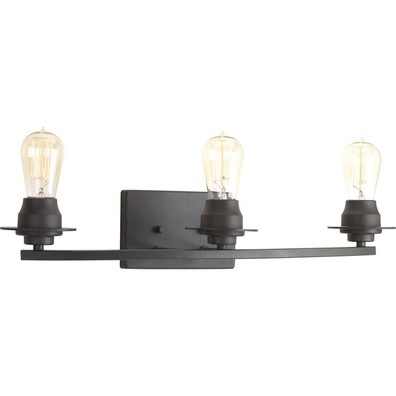 Progress P300010-143 Debut Collection Three-Light Graphite Farmhouse Bath Vanity Light Main Image.jpg