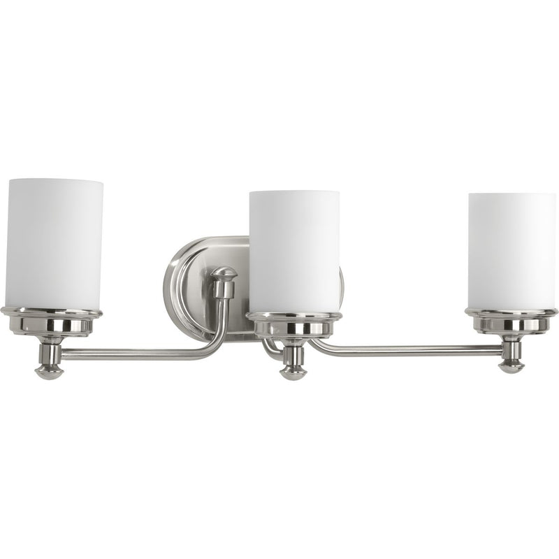Progress P300014-009 Glide Collection Three-Light Brushed Nickel Etched Opal Glass Coastal Bath Vanity Light Main Image.jpg