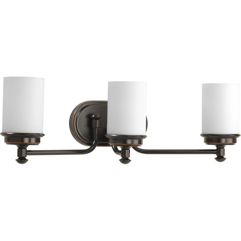 Progress P300014-139 Glide Collection Three-Light Rubbed Bronze Etched Opal Glass Coastal Bath Vanity Light Main Image.jpg