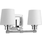 Progress P300017-015 Glance Collection Two-Light Polished Chrome Etched White Linen Glass Farmhouse Bath Vanity Light Main Image.jpg