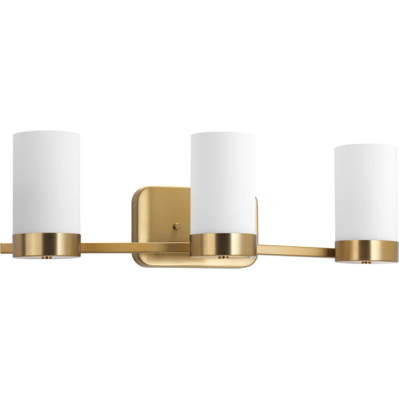 Progress P300022-109 Elevate Collection Three-Light Brushed Bronze Etched White Glass Mid-Century Modern Bath Vanity Light Main Image.jpg