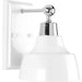 Progress P300039-015 Bramlett Collection One-Light Polished Chrome White Metal Shade Coastal Bath Vanity Light Main Image.jpg