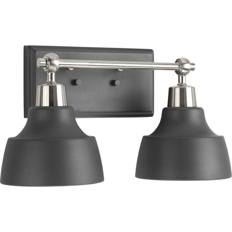 Progress P300040-009 Bramlett Collection Two-Light Brushed Nickel Graphite Metal Shade Coastal Bath Vanity Light Main Image.jpg