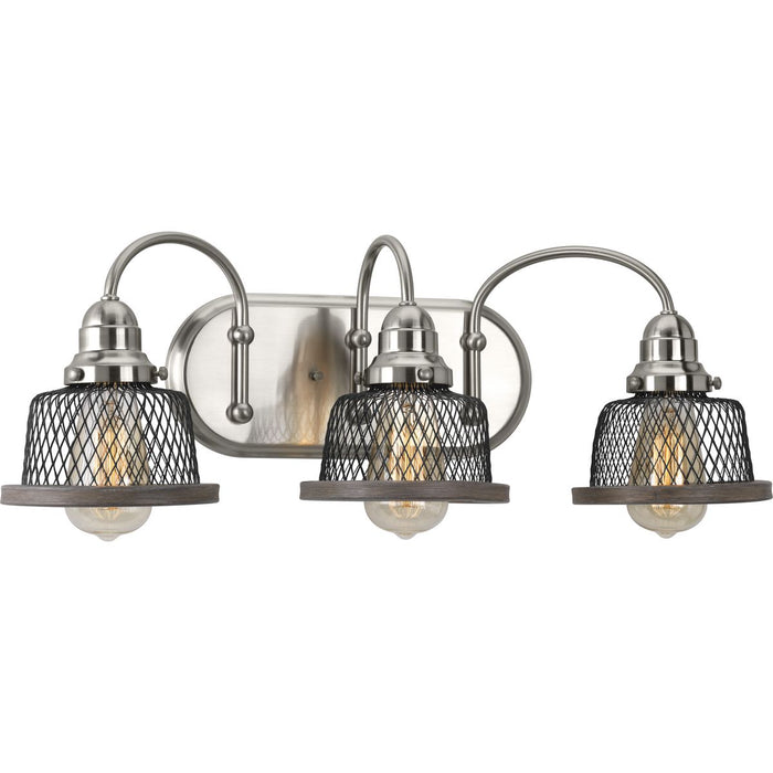 Progress P300044-009 Tilley Collection Three-Light Brushed Nickel Coastal Bath Vanity Light Main Image.jpg