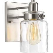 Progress P300045-009 Calhoun Collection One-Light Brushed Nickel Clear Glass Farmhouse Bath Vanity Light Main Image.jpg