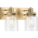 Progress P300046-163 Calhoun Collection Two-Light Vintage Brass Clear Glass Farmhouse Bath Vanity Light Main Image.jpg