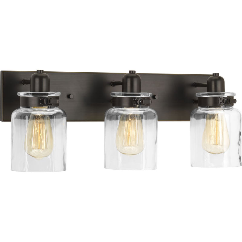 Progress P300047-020 Calhoun Collection Three-Light Antique Bronze Clear Glass Farmhouse Bath Vanity Light Main Image.jpg