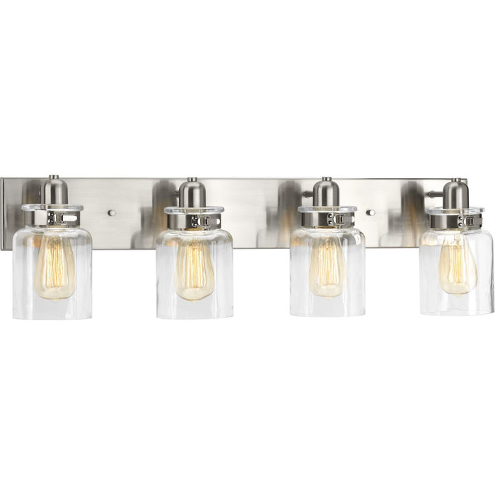 Progress P300048-009 Calhoun Collection Four-Light Brushed Nickel Clear Glass Farmhouse Bath Vanity Light Main Image.jpg
