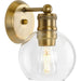 Progress P300049-163 Hansford Collection  One-Light Vintage Brass Clear Glass Farmhouse Bath Vanity Light Main Image.jpg