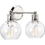 Progress P300050-104 Hansford Collection Two-Light Polished Nickel Clear Glass Coastal Bath Vanity Light Main Image.jpg