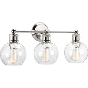Progress P300051-104 Hansford Collection Three-Light Polished Nickel Clear Glass Coastal Bath Vanity Light Main Image.jpg