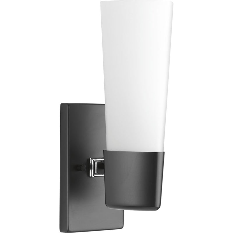 Progress P300061-031 Zura Collection One-Light Matte Black Etched Opal Glass Modern Bath Vanity Light Main Image.jpg