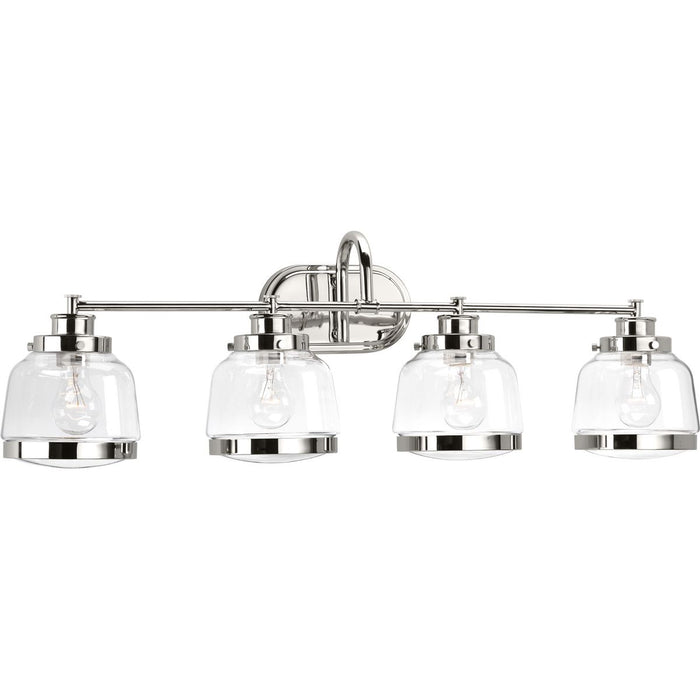 Progress P300083-104 Judson Collection Four-Light Polished Nickel Clear Glass Farmhouse Bath Vanity Light Main Image.jpg