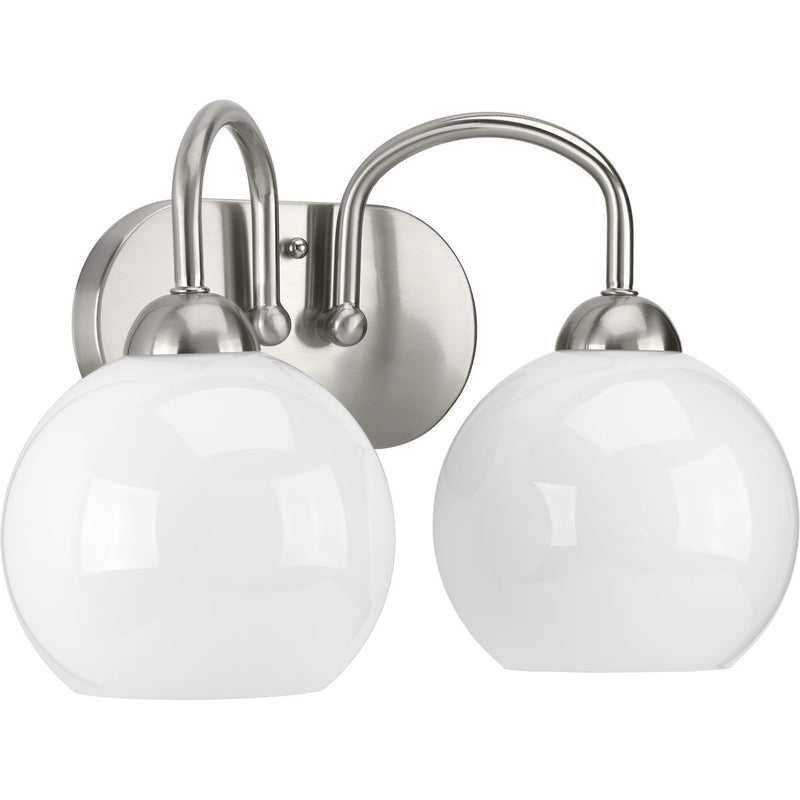 Progress P300085-009 Carisa Collection Two-Light Brushed Nickel Opal Glass Mid-Century Modern Bath Vanity Light Main Image.jpg