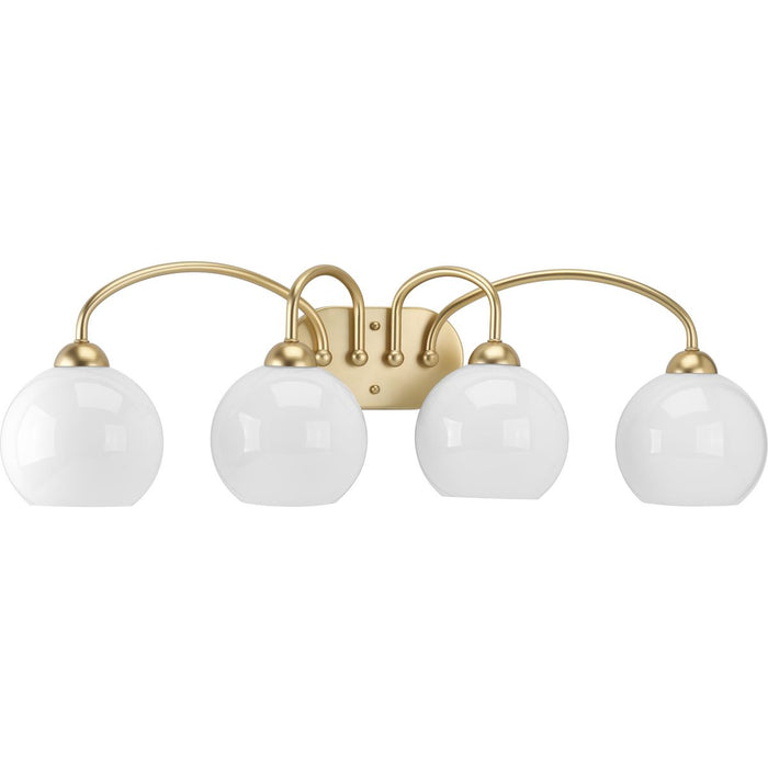 Progress P300087-078 Carisa Collection Four-Light Vintage Gold Opal Glass Mid-Century Modern Bath Vanity Light Main Image.jpg