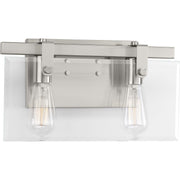 Progress P300106-009 Glayse Collection Two-Light Brushed Nickel Clear Glass Luxe Bath Vanity Light Main Image.jpg