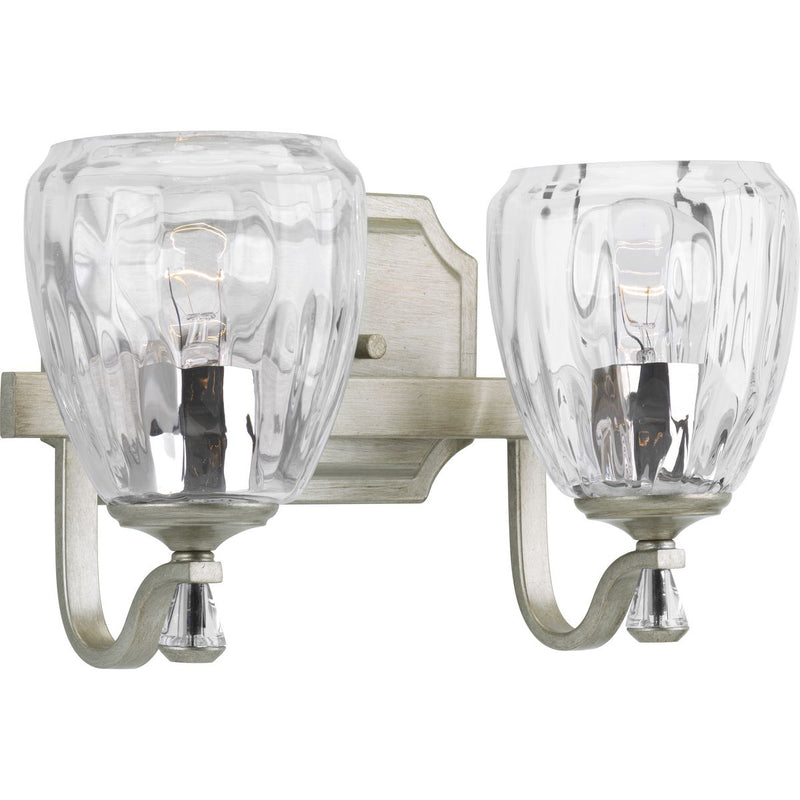 Progress P300117-134 Anjoux Collection Two-Light Silver Ridge Clear Water Glass Luxe Bath Vanity Light Main Image.jpg