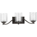 Progress P300122-143 Kene Collection Three-Light Graphite Clear Glass Craftsman Bath Vanity Light Main Image.jpg