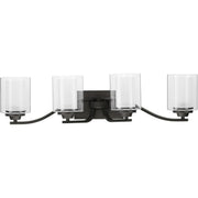 Progress P300123-143 Kene Collection Four-Light Graphite Clear Glass Craftsman Bath Vanity Light Main Image.jpg