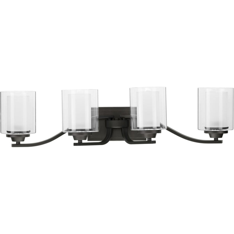 Progress P300123-143 Kene Collection Four-Light Graphite Clear Glass Craftsman Bath Vanity Light Main Image.jpg