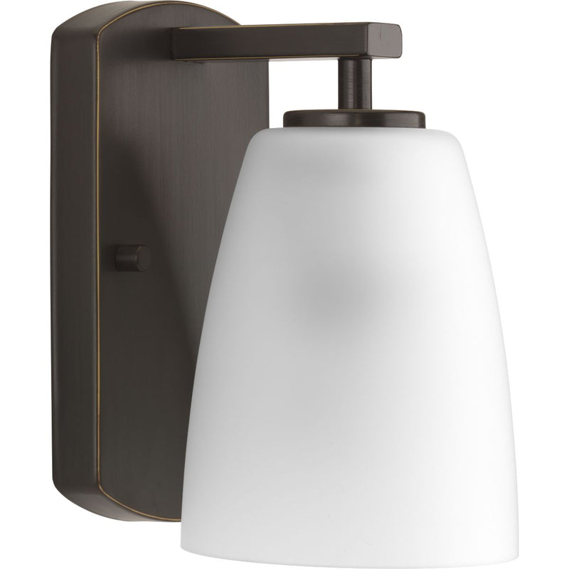 Progress P300131-020 Leap Collection One-Light Antique Bronze Etched Glass Modern Bath Vanity Light Main Image.jpg