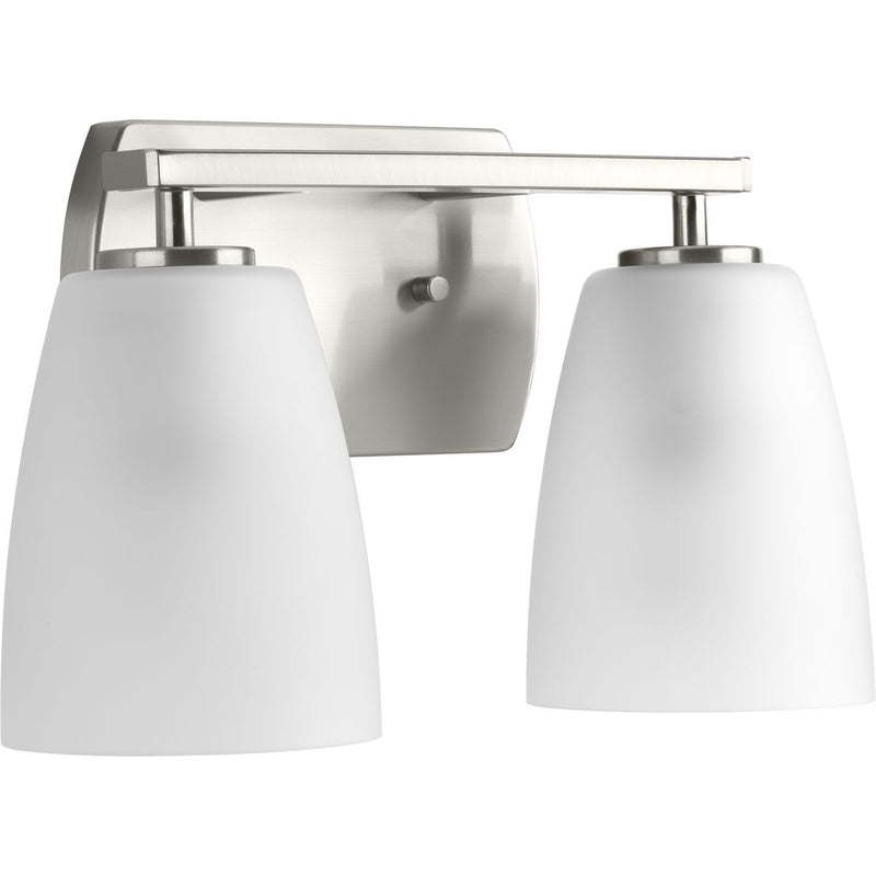 Progress P300132-009 Leap Collection Two-Light Brushed Nickel Etched Glass Modern Bath Vanity Light Main Image.jpg