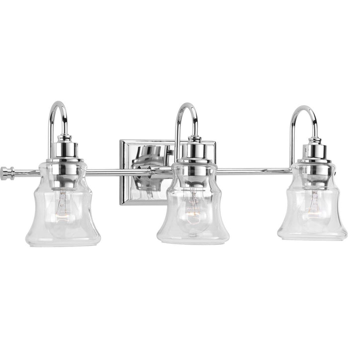 Progress P300139-015 Litchfield Collection Three-Light Polished Chrome Clear Glass Coastal Bath Vanity Light Main Image.jpg