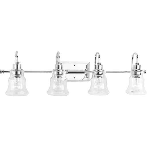 Progress P300140-015 Litchfield Collection Four-Light Polished Chrome Clear Glass Coastal Bath Vanity Light Main Image.jpg