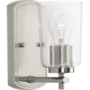 Progress P300154-009 Adley Collection One-Light Brushed Nickel Clear Glass New Traditional Bath Vanity Light Main Image.jpg